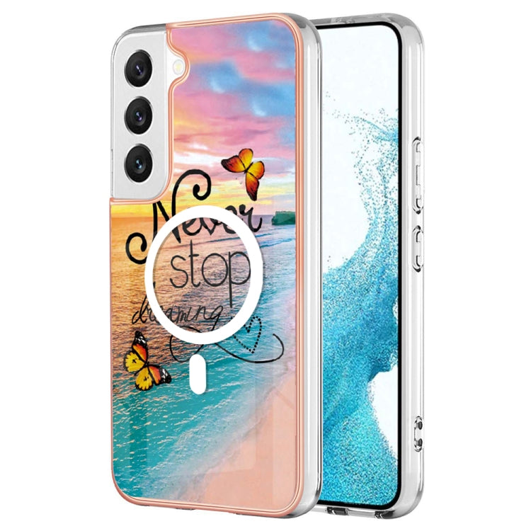 For Samsung Galaxy S22 5G Marble Pattern Dual-side IMD Magsafe TPU Phone Case(Dream Butterfly) - Galaxy S22 5G Cases by PMC TechLife | Online Shopping South Africa | PMC TechLife