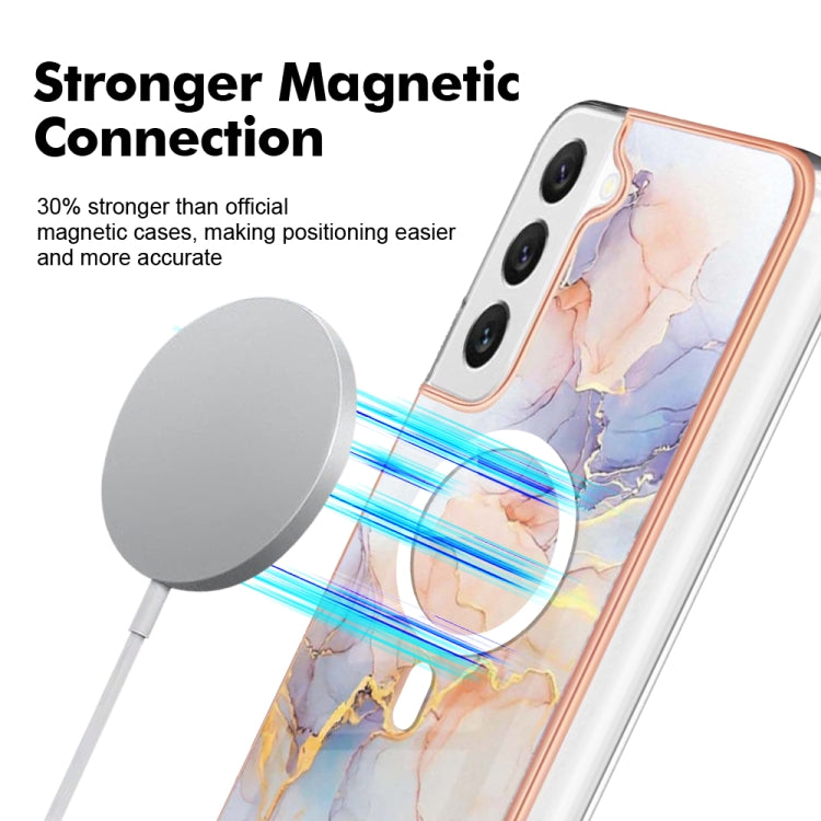 For Samsung Galaxy S22+ 5G Marble Pattern Dual-side IMD Magsafe TPU Phone Case(White Marble) - Galaxy S22+ 5G Cases by PMC TechLife | Online Shopping South Africa | PMC TechLife | Buy Now Pay Later Mobicred