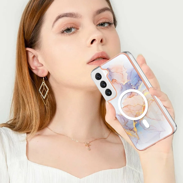 For Samsung Galaxy S22+ 5G Marble Pattern Dual-side IMD Magsafe TPU Phone Case(White Marble) - Galaxy S22+ 5G Cases by PMC TechLife | Online Shopping South Africa | PMC TechLife | Buy Now Pay Later Mobicred
