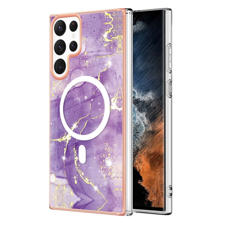 For Samsung Galaxy S22 Ultra 5G Marble Pattern Dual-side IMD Magsafe TPU Phone Case(Purple 002) - Galaxy S22 Ultra 5G Cases by PMC TechLife | Online Shopping South Africa | PMC TechLife