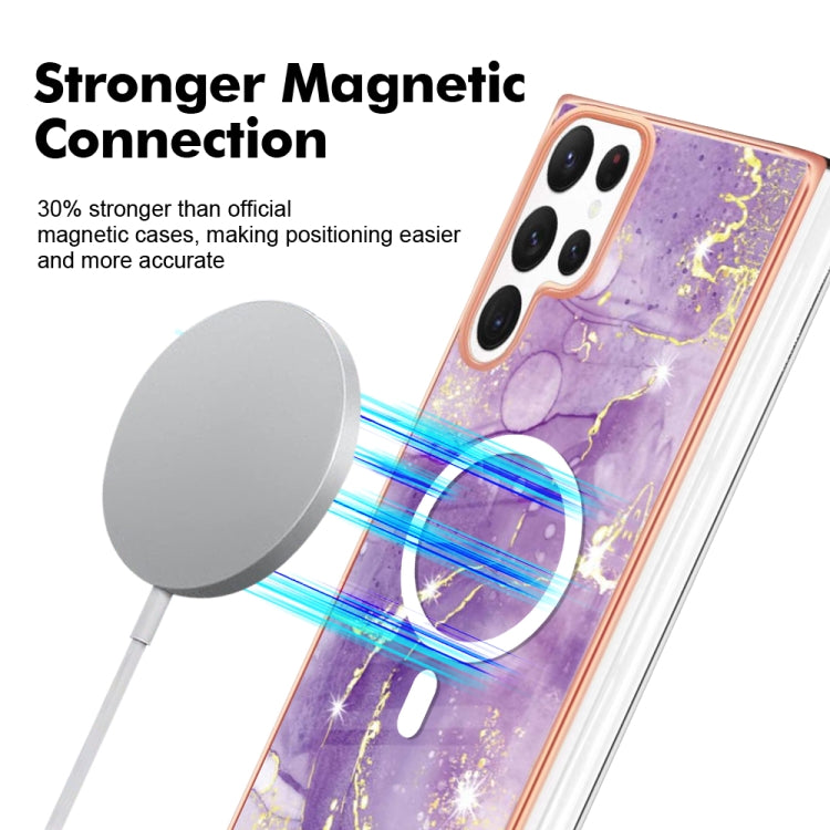 For Samsung Galaxy S22 Ultra 5G Marble Pattern Dual-side IMD Magsafe TPU Phone Case(Purple 002) - Galaxy S22 Ultra 5G Cases by PMC TechLife | Online Shopping South Africa | PMC TechLife