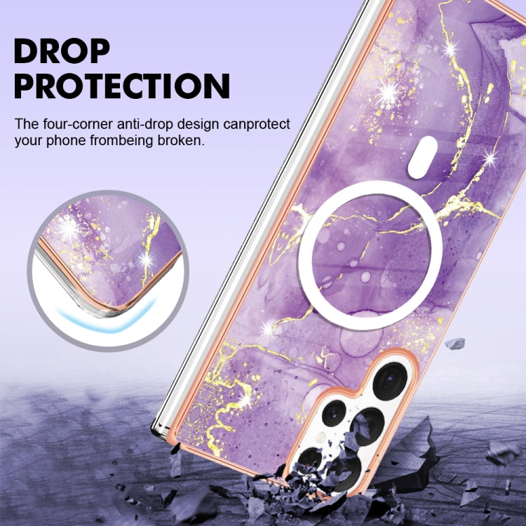 For Samsung Galaxy S22 Ultra 5G Marble Pattern Dual-side IMD Magsafe TPU Phone Case(Purple 002) - Galaxy S22 Ultra 5G Cases by PMC TechLife | Online Shopping South Africa | PMC TechLife