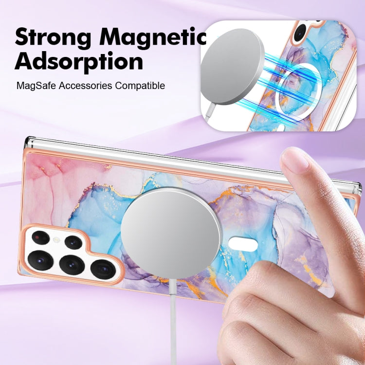 For Samsung Galaxy S22 Ultra 5G Marble Pattern Dual-side IMD Magsafe TPU Phone Case(Blue Marble) - Galaxy S22 Ultra 5G Cases by PMC TechLife | Online Shopping South Africa | PMC TechLife