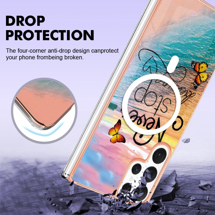 For Samsung Galaxy S22 Ultra 5G Marble Pattern Dual-side IMD Magsafe TPU Phone Case(Dream Butterfly) - free shipping - PMC TechLife - Order now!
