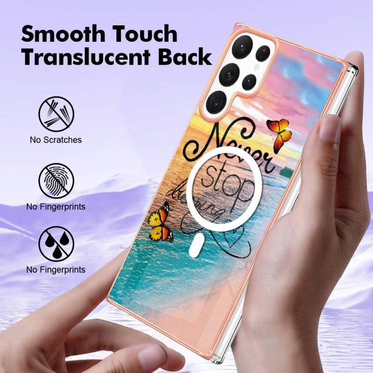 For Samsung Galaxy S22 Ultra 5G Marble Pattern Dual-side IMD Magsafe TPU Phone Case(Dream Butterfly) - free shipping - PMC TechLife - Order now!