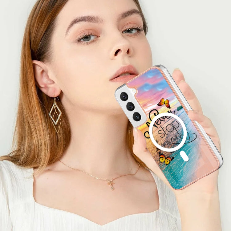 For Samsung Galaxy S23 5G Marble Pattern Dual-side IMD Magsafe TPU Phone Case(Dream Butterfly) - Galaxy S23 5G Cases by PMC TechLife | Online Shopping South Africa | PMC TechLife