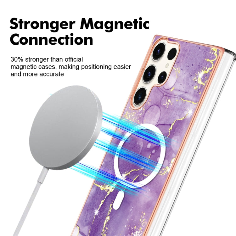 For Samsung Galaxy S23 Ultra 5G Marble Pattern Dual-side IMD Magsafe TPU Phone Case(Purple 002) - Galaxy S23 Ultra 5G Cases by PMC TechLife | Online Shopping South Africa | PMC TechLife