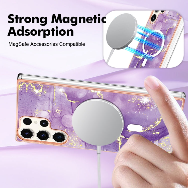 For Samsung Galaxy S23 Ultra 5G Marble Pattern Dual-side IMD Magsafe TPU Phone Case(Purple 002) - Galaxy S23 Ultra 5G Cases by PMC TechLife | Online Shopping South Africa | PMC TechLife