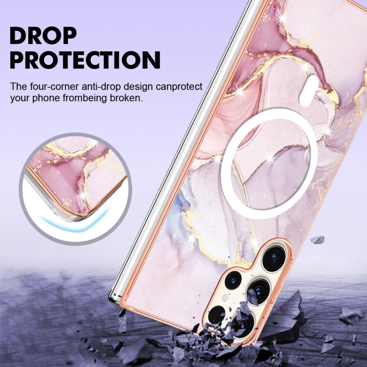For Samsung Galaxy S23 Ultra 5G Marble Pattern Dual-side IMD Magsafe TPU Phone Case(Rose Gold 005) - Galaxy S23 Ultra 5G Cases by PMC TechLife | Online Shopping South Africa | PMC TechLife