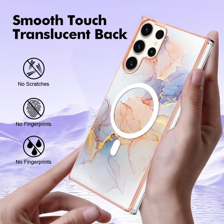 For Samsung Galaxy S23 Ultra 5G Marble Pattern Dual-side IMD Magsafe TPU Phone Case(White Marble) - Galaxy S23 Ultra 5G Cases by PMC TechLife | Online Shopping South Africa | PMC TechLife