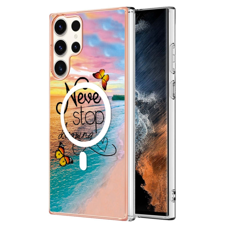 For Samsung Galaxy S23 Ultra 5G Marble Pattern Dual-side IMD Magsafe TPU Phone Case(Dream Butterfly) - Galaxy S23 Ultra 5G Cases by PMC TechLife | Online Shopping South Africa | PMC TechLife