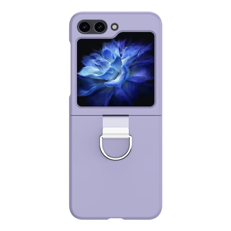 For Samsung Galaxy Z Flip5 Skin Feel Silicone Foldable Phone Case with Ring(Purple) - Galaxy Z Flip5 Cases by PMC TechLife | Online Shopping South Africa | PMC TechLife