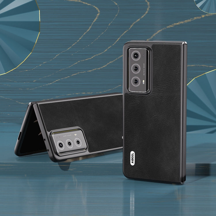 For Honor Magic V2 ABEEL Cowhide Texture PU Phone Case(Black) - Honor Cases by PMC TechLife | Online Shopping South Africa | PMC TechLife | Buy Now Pay Later Mobicred