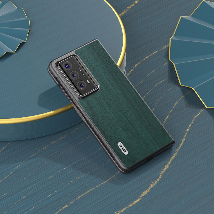 For Honor Magic V2 ABEEL Wood Texture PU Phone Case(Green) - Honor Cases by PMC TechLife | Online Shopping South Africa | PMC TechLife | Buy Now Pay Later Mobicred