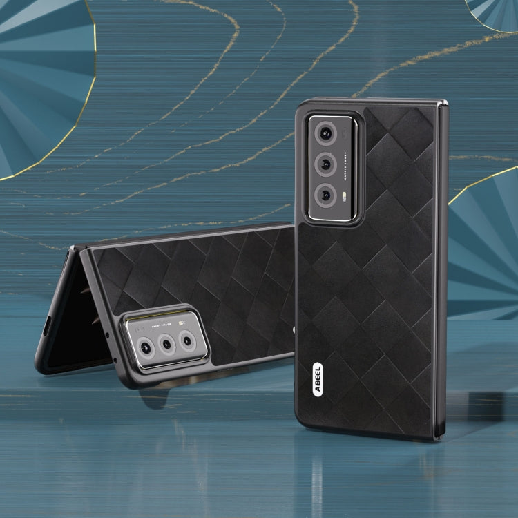 For Honor Magic V2 ABEEL Weave Plaid PU Phone Case(Black) - Honor Cases by PMC TechLife | Online Shopping South Africa | PMC TechLife | Buy Now Pay Later Mobicred