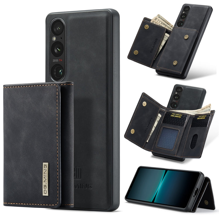 For Sony Xperia 1 V DG.MING M1 Series 3-Fold Multi Card Wallet + Magnetic Phone Case(Black) - Sony Cases by DG.MING | Online Shopping South Africa | PMC TechLife | Buy Now Pay Later Mobicred