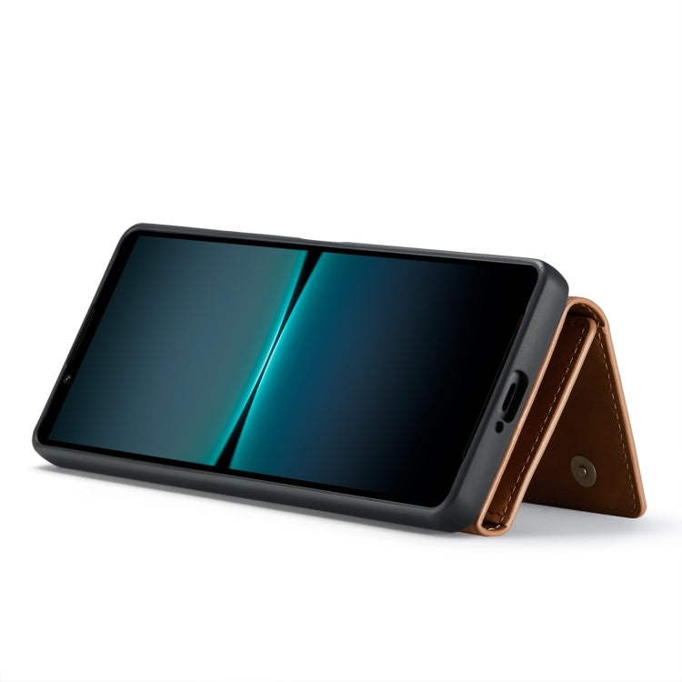 For Sony Xperia 1 V DG.MING M1 Series 3-Fold Multi Card Wallet + Magnetic Phone Case(Brown) - Sony Cases by DG.MING | Online Shopping South Africa | PMC TechLife | Buy Now Pay Later Mobicred