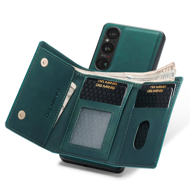 For Sony Xperia 1 V DG.MING M1 Series 3-Fold Multi Card Wallet + Magnetic Phone Case(Green) - Sony Cases by DG.MING | Online Shopping South Africa | PMC TechLife | Buy Now Pay Later Mobicred
