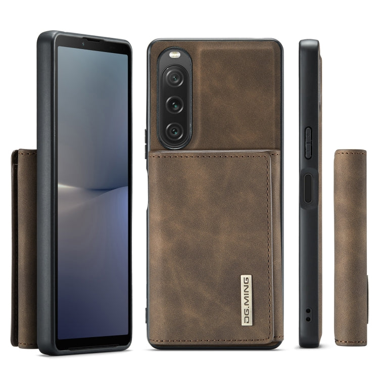 For Sony Xperia 10 V DG.MING M1 Series 3-Fold Multi Card Wallet + Magnetic Phone Case(Coffee) - Sony Cases by DG.MING | Online Shopping South Africa | PMC TechLife | Buy Now Pay Later Mobicred