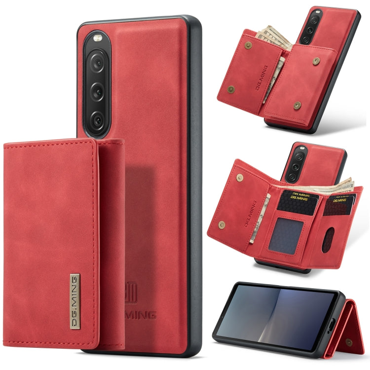 For Sony Xperia 10 V DG.MING M1 Series 3-Fold Multi Card Wallet + Magnetic Phone Case(Red) - Sony Cases by DG.MING | Online Shopping South Africa | PMC TechLife | Buy Now Pay Later Mobicred