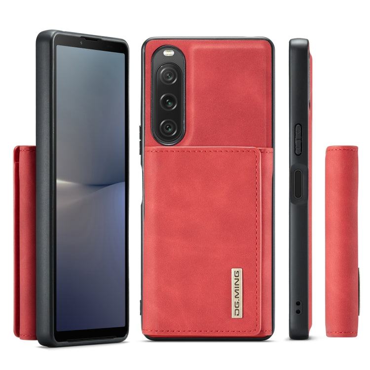 For Sony Xperia 10 V DG.MING M1 Series 3-Fold Multi Card Wallet + Magnetic Phone Case(Red) - Sony Cases by DG.MING | Online Shopping South Africa | PMC TechLife | Buy Now Pay Later Mobicred
