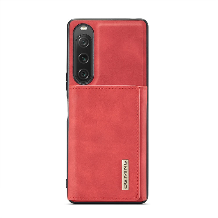 For Sony Xperia 10 V DG.MING M1 Series 3-Fold Multi Card Wallet + Magnetic Phone Case(Red) - Sony Cases by DG.MING | Online Shopping South Africa | PMC TechLife | Buy Now Pay Later Mobicred