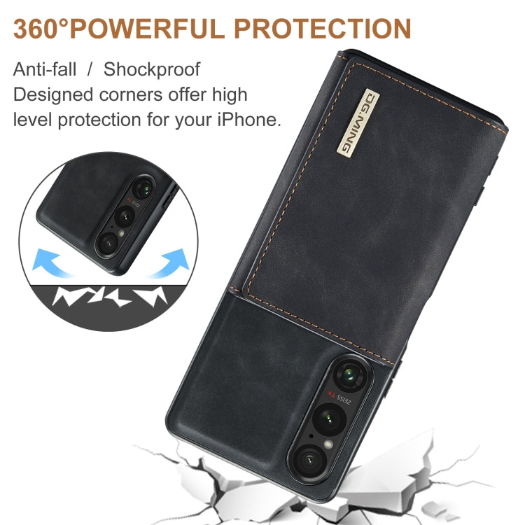 For Sony Xperia 1 VI DG.MING M1 Series 3-Fold Multi Card Wallet + Magnetic Phone Case(Black) - Sony Cases by DG.MING | Online Shopping South Africa | PMC TechLife | Buy Now Pay Later Mobicred