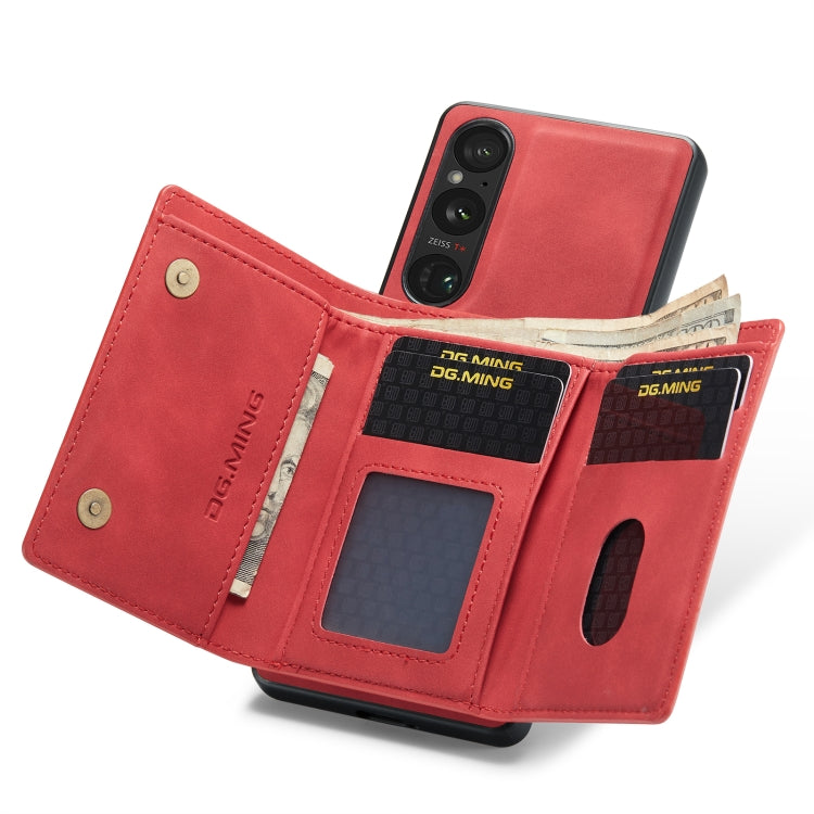 For Sony Xperia 1 VI DG.MING M1 Series 3-Fold Multi Card Wallet + Magnetic Phone Case(Red) - Sony Cases by DG.MING | Online Shopping South Africa | PMC TechLife | Buy Now Pay Later Mobicred