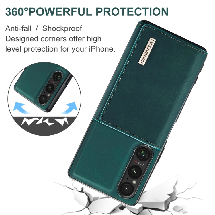 For Sony Xperia 1 VI DG.MING M1 Series 3-Fold Multi Card Wallet + Magnetic Phone Case(Green) - Sony Cases by DG.MING | Online Shopping South Africa | PMC TechLife | Buy Now Pay Later Mobicred