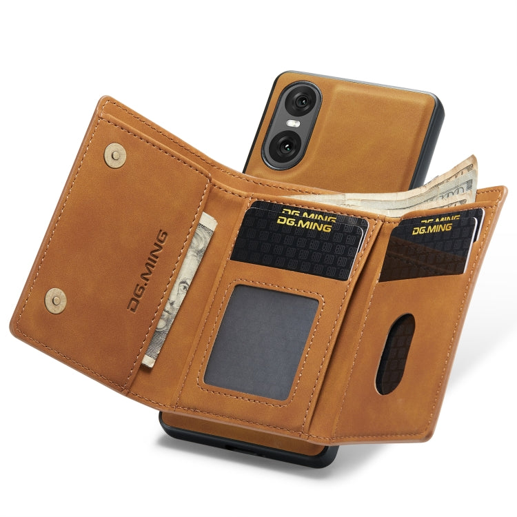 For Sony Xperia 10 VI DG.MING M1 Series 3-Fold Multi Card Wallet + Magnetic Phone Case(Brown) - Sony Cases by DG.MING | Online Shopping South Africa | PMC TechLife | Buy Now Pay Later Mobicred