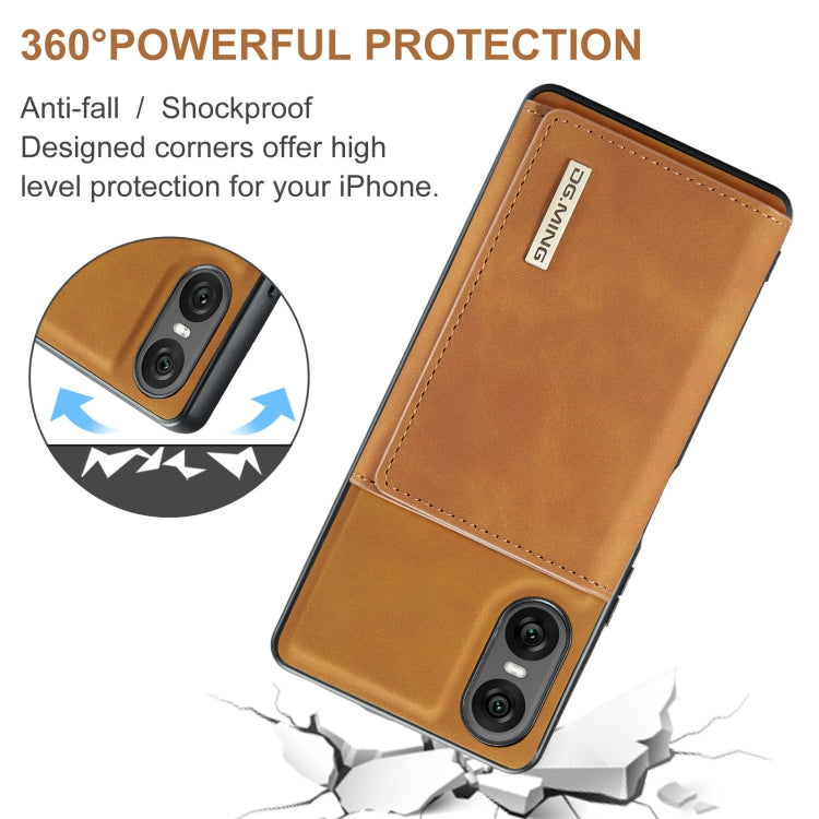 For Sony Xperia 10 VI DG.MING M1 Series 3-Fold Multi Card Wallet + Magnetic Phone Case(Brown) - Sony Cases by DG.MING | Online Shopping South Africa | PMC TechLife | Buy Now Pay Later Mobicred