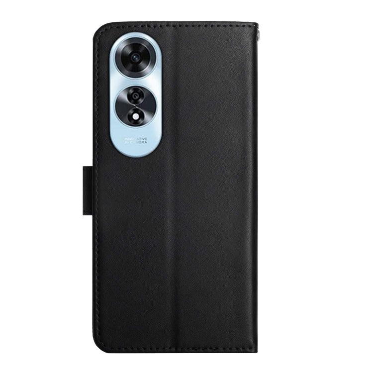 For OPPO A60 4G HT02 Genuine Leather Fingerprint-proof Flip Phone Case(Black) - OPPO Cases by PMC TechLife | Online Shopping South Africa | PMC TechLife | Buy Now Pay Later Mobicred