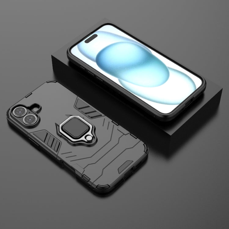For iPhone 16 Plus Shockproof PC + TPU Holder Phone Case(Black) - iPhone 16 Plus Cases by PMC TechLife | Online Shopping South Africa | PMC TechLife | Buy Now Pay Later Mobicred