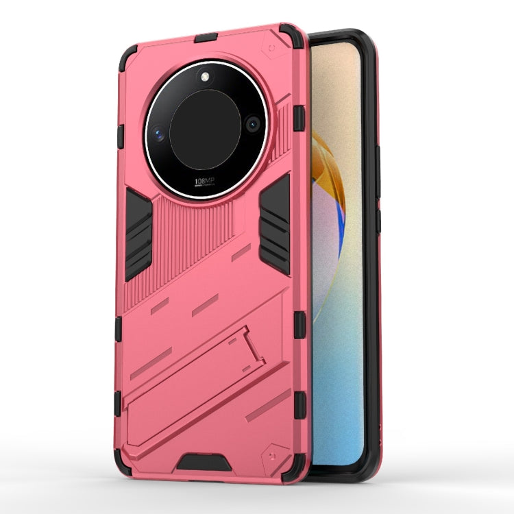 For Honor X50 5G Global / X9B Punk Armor 2 in 1 PC + TPU Phone Case with Holder(Light Red) - Honor Cases by PMC TechLife | Online Shopping South Africa | PMC TechLife | Buy Now Pay Later Mobicred