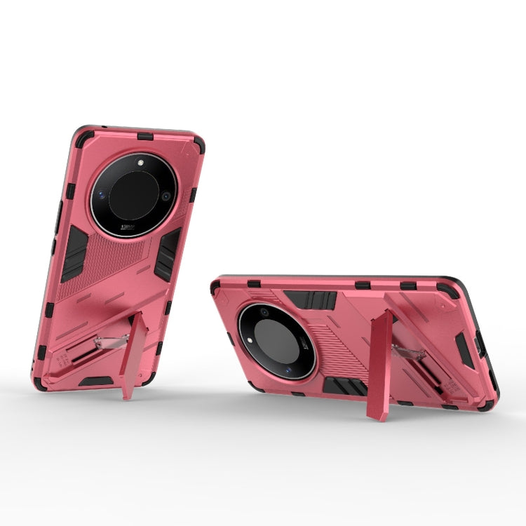 For Honor X50 5G Global / X9B Punk Armor 2 in 1 PC + TPU Phone Case with Holder(Light Red) - Honor Cases by PMC TechLife | Online Shopping South Africa | PMC TechLife | Buy Now Pay Later Mobicred