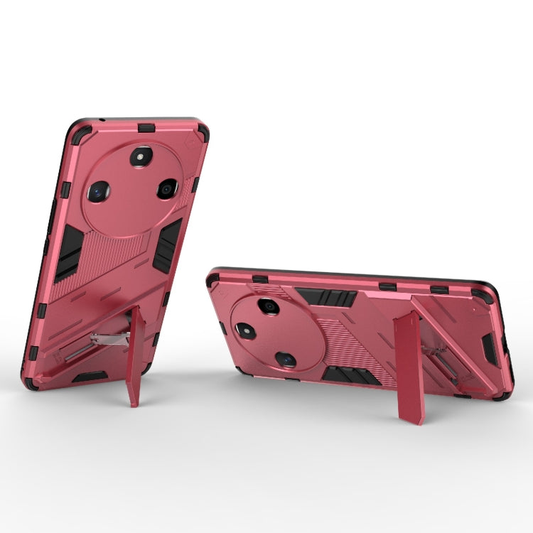 For Honor X50 5G Global / X9B Punk Armor 2 in 1 PC + TPU Phone Case with Holder(Light Red) - Honor Cases by PMC TechLife | Online Shopping South Africa | PMC TechLife | Buy Now Pay Later Mobicred
