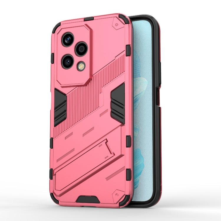 For Honor 200 Lite Global Punk Armor 2 in 1 PC + TPU Phone Case with Holder(Light Red) - Honor Cases by PMC TechLife | Online Shopping South Africa | PMC TechLife | Buy Now Pay Later Mobicred
