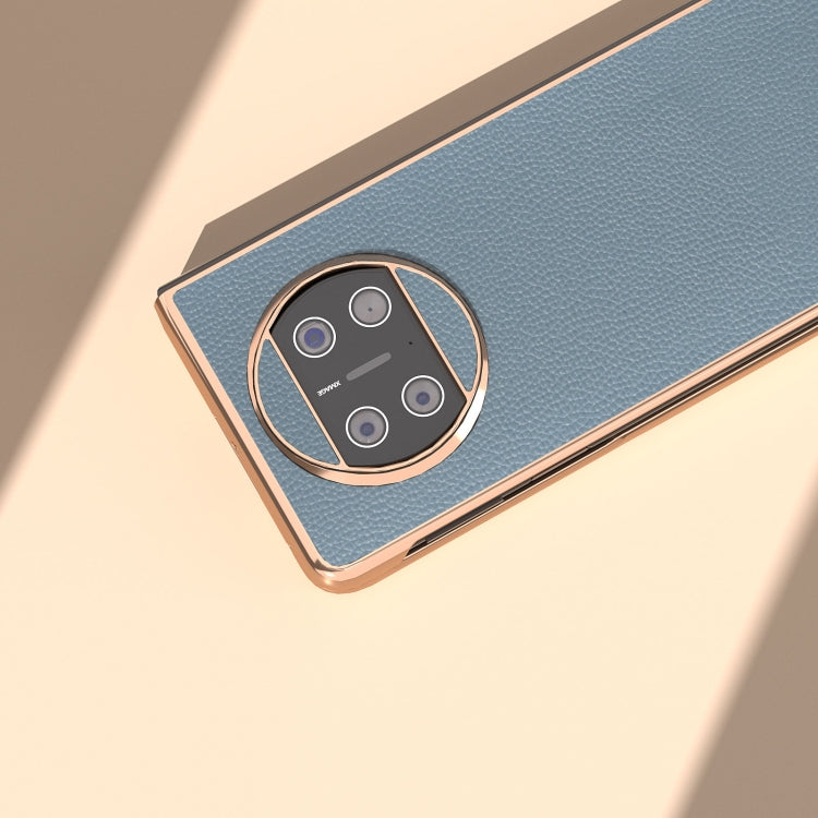 For Huawei Mate X3 Genuine Leather Mino Series Nano Plating Phone Case(Blue) - Huawei Cases by PMC TechLife | Online Shopping South Africa | PMC TechLife | Buy Now Pay Later Mobicred