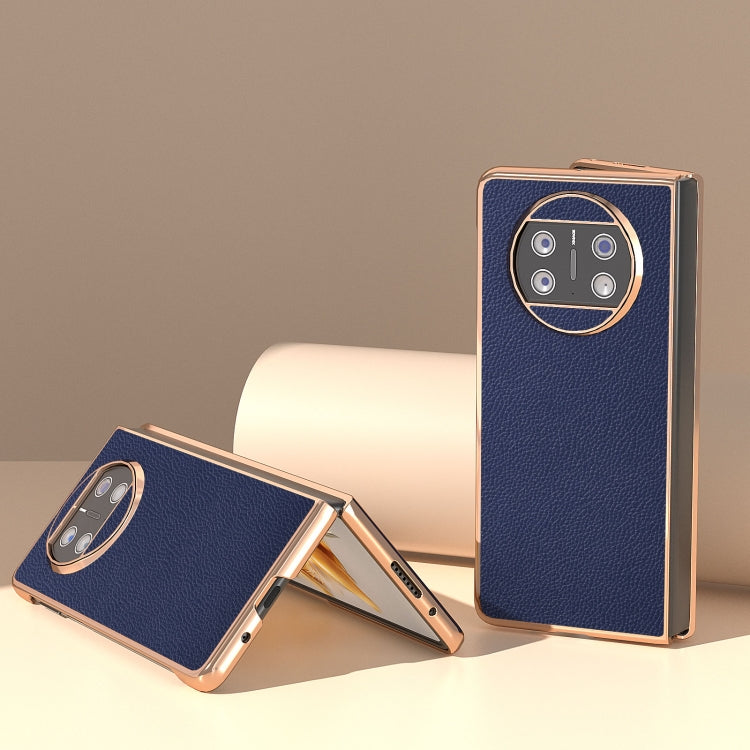 For Huawei Mate X3 Genuine Leather Mino Series Nano Plating Phone Case(Royal Blue) - Huawei Cases by PMC TechLife | Online Shopping South Africa | PMC TechLife | Buy Now Pay Later Mobicred