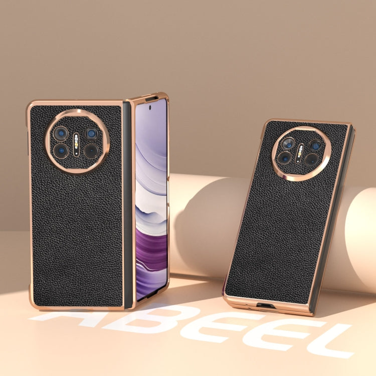 For Huawei Mate X5 Genuine Leather Mino Series Nano Plating Phone Case(Black) - Huawei Cases by PMC TechLife | Online Shopping South Africa | PMC TechLife | Buy Now Pay Later Mobicred