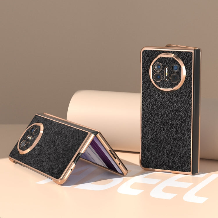 For Huawei Mate X5 Genuine Leather Mino Series Nano Plating Phone Case(Black) - Huawei Cases by PMC TechLife | Online Shopping South Africa | PMC TechLife | Buy Now Pay Later Mobicred