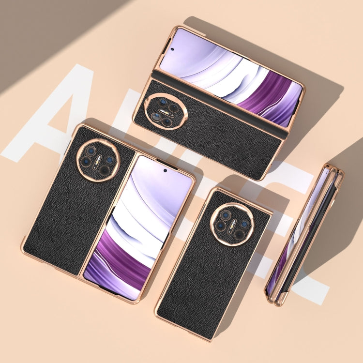 For Huawei Mate X5 Genuine Leather Mino Series Nano Plating Phone Case(Black) - Huawei Cases by PMC TechLife | Online Shopping South Africa | PMC TechLife | Buy Now Pay Later Mobicred