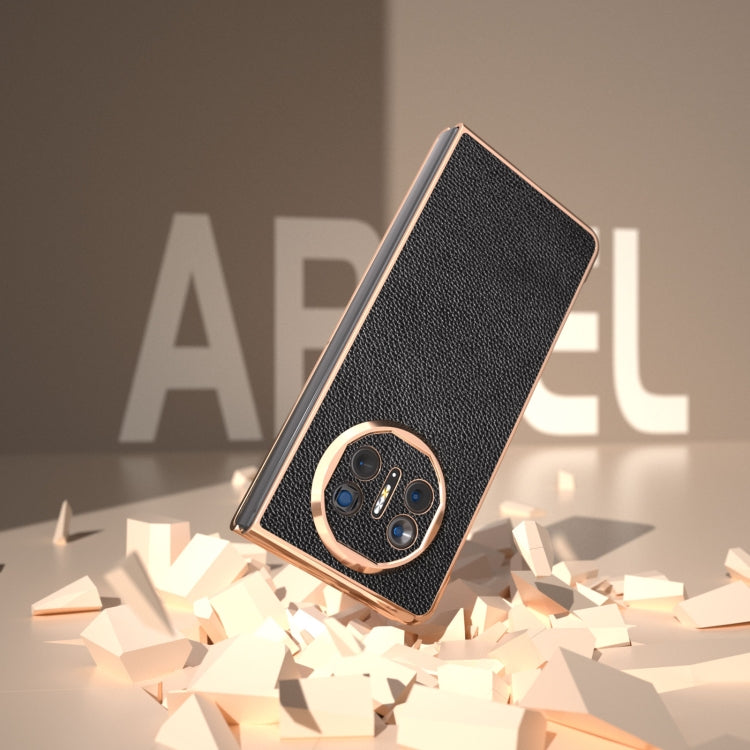 For Huawei Mate X5 Genuine Leather Mino Series Nano Plating Phone Case(Black) - Huawei Cases by PMC TechLife | Online Shopping South Africa | PMC TechLife | Buy Now Pay Later Mobicred