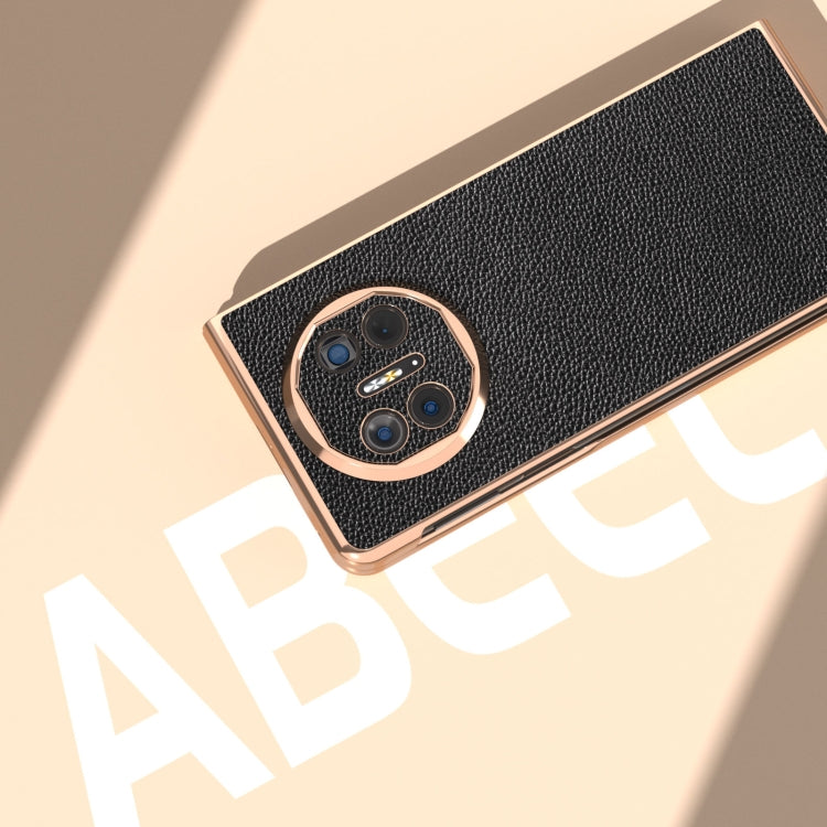 For Huawei Mate X5 Genuine Leather Mino Series Nano Plating Phone Case(Black) - Huawei Cases by PMC TechLife | Online Shopping South Africa | PMC TechLife | Buy Now Pay Later Mobicred
