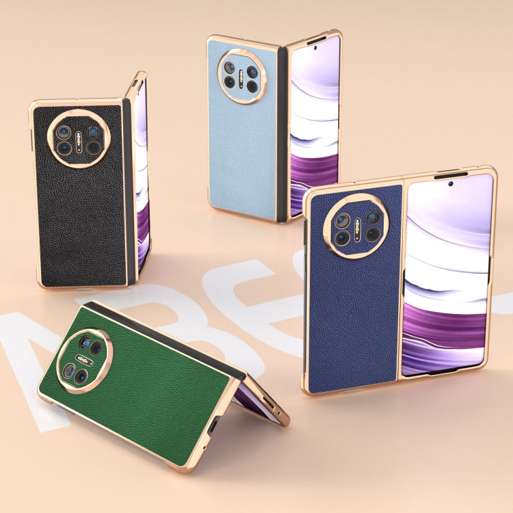 For Huawei Mate X5 Genuine Leather Mino Series Nano Plating Phone Case(Black) - Huawei Cases by PMC TechLife | Online Shopping South Africa | PMC TechLife | Buy Now Pay Later Mobicred