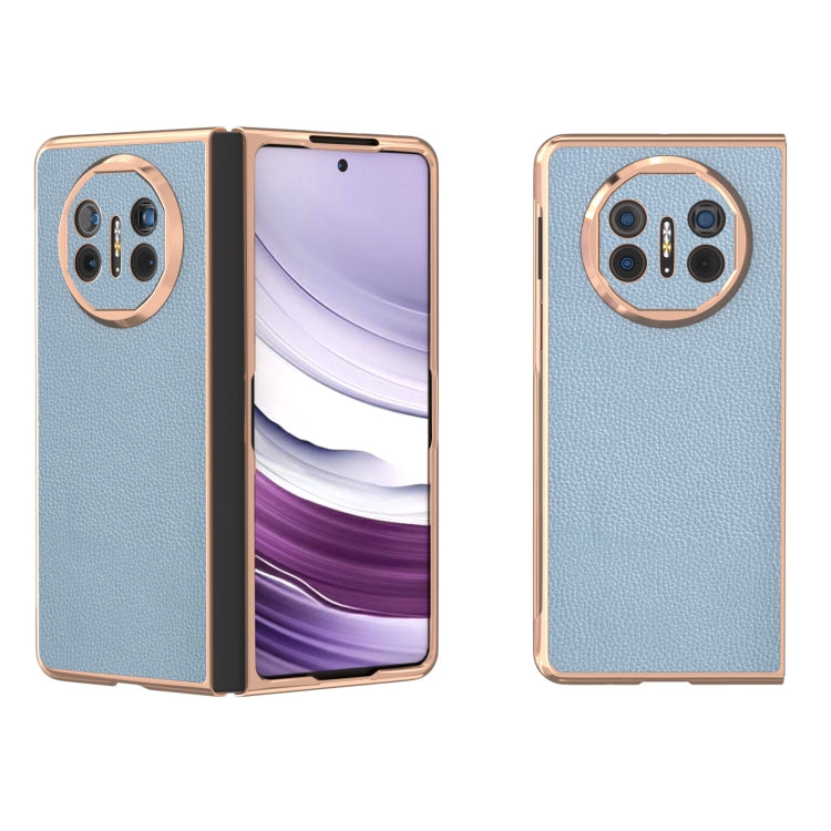 For Huawei Mate X5 Genuine Leather Mino Series Nano Plating Phone Case(Blue) - Huawei Cases by PMC TechLife | Online Shopping South Africa | PMC TechLife | Buy Now Pay Later Mobicred