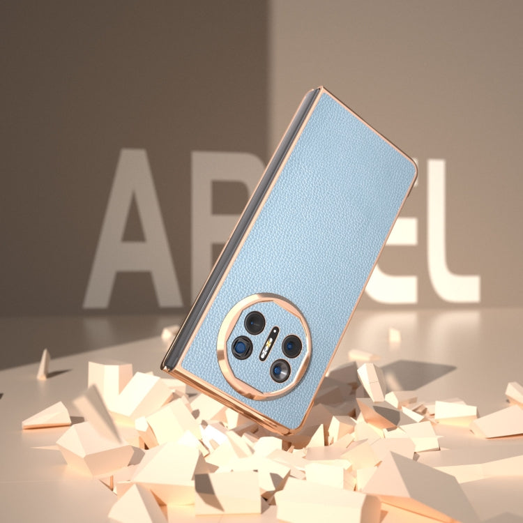 For Huawei Mate X5 Genuine Leather Mino Series Nano Plating Phone Case(Blue) - Huawei Cases by PMC TechLife | Online Shopping South Africa | PMC TechLife | Buy Now Pay Later Mobicred