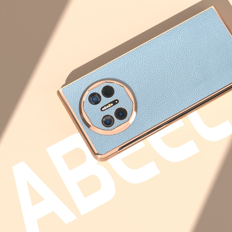 For Huawei Mate X5 Genuine Leather Mino Series Nano Plating Phone Case(Blue) - Huawei Cases by PMC TechLife | Online Shopping South Africa | PMC TechLife | Buy Now Pay Later Mobicred