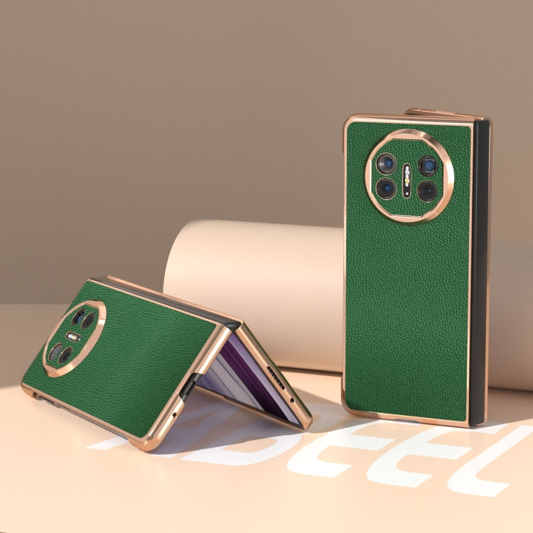 For Huawei Mate X5 Genuine Leather Mino Series Nano Plating Phone Case(Green) - free shipping - PMC TechLife - Order now!