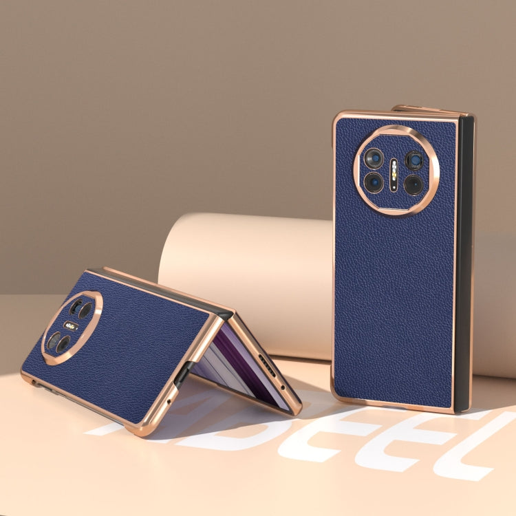 For Huawei Mate X5 Genuine Leather Mino Series Nano Plating Phone Case(Royal Blue) - Huawei Cases by PMC TechLife | Online Shopping South Africa | PMC TechLife | Buy Now Pay Later Mobicred